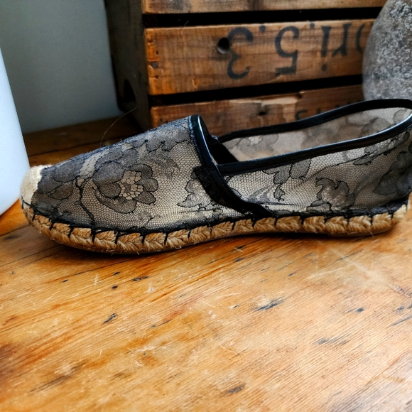 Valentino Black Lace Slip On Espadrilles size 38 - Picture 4 of 9